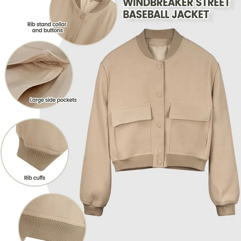 Tan Bomber Jacket - Picture 3 of 6
